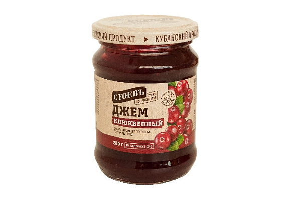 Джем Клюквенный, 280г, ст. банка (евро), Стоевъ (12шт)