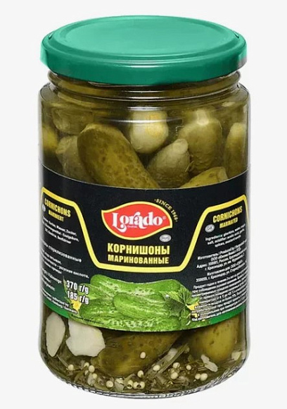 Огурцы корнишоны 3-6см, 370г, ст/б, LORADO (12шт)