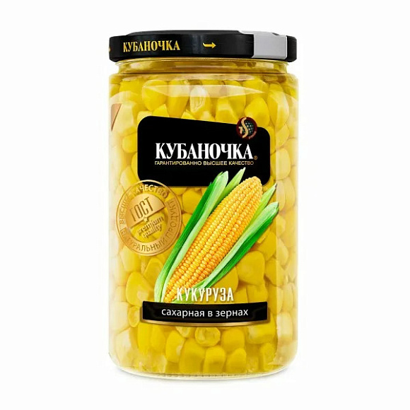 Кукуруза сахарная в зернах, 360г, ст/б, Кубаночка (12шт)