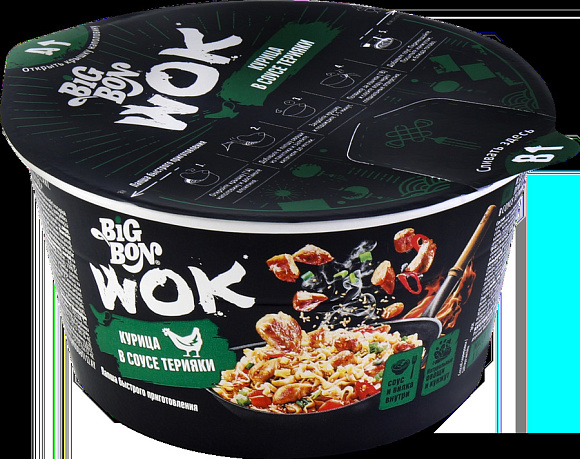 Лапша Курица в соусе Терияки, 85г, чашка, BIGBON WOK (24шт)