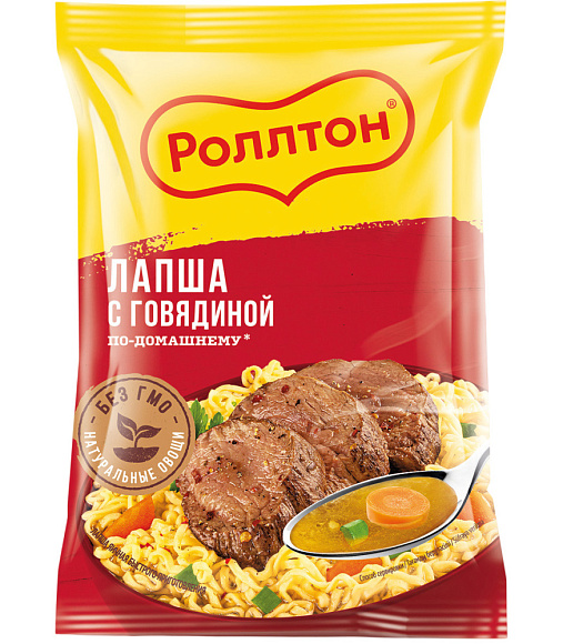 Лапша с Говядиной По-Домашнему, 85г, пачка, Роллтон (40шт)