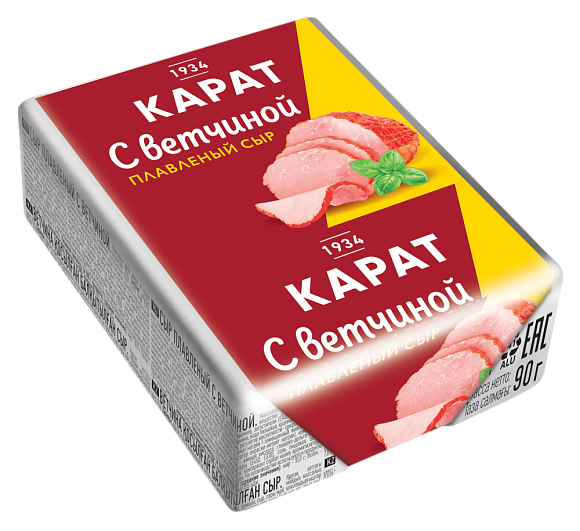Сыр плавл. с Ветчиной 25%, 90г, фольга, Карат (10шт)