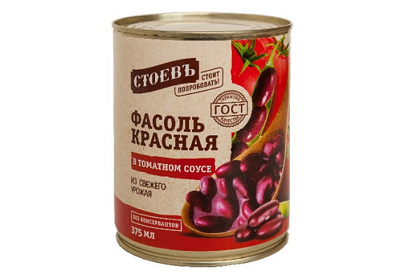 Фасоль красная в томатном соусе, 360г, жест. банка, Стоевъ (12шт)