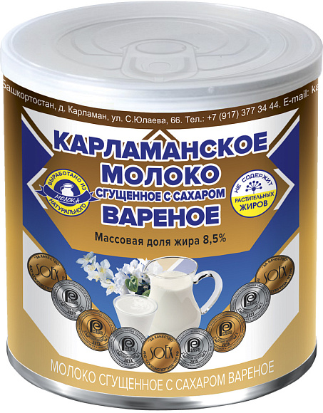 Молоко сгущ. с сах. ВАРЕНОЕ 8,5%, 360 г 7Е+, Карламанское