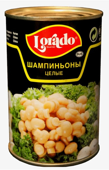 Шампиньоны целые, 425мл, ж/б, LORADO (12шт)