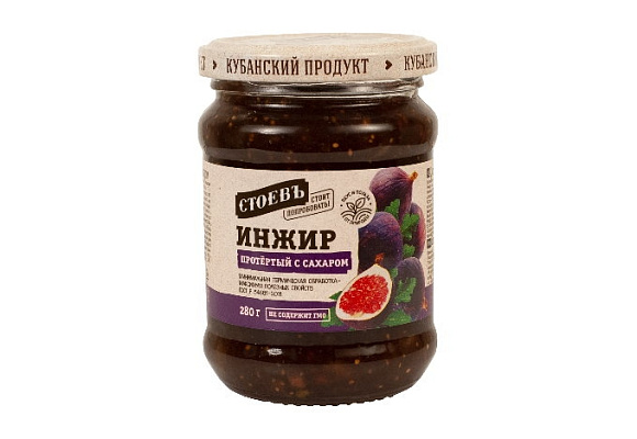 Инжир протертый с сахаром, 280г, ст. банка (евро), Стоевъ (12шт)