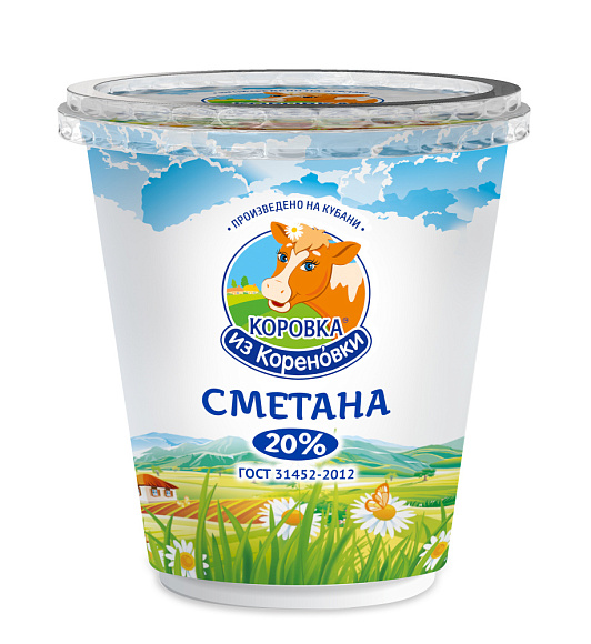 Сметана 20,0%, 300 г стакан ПМ, КизК