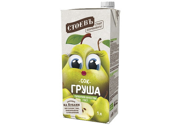 Сок Грушевый восстановленный, 1000мл, Tetra Pak, Стоевъ (12шт)