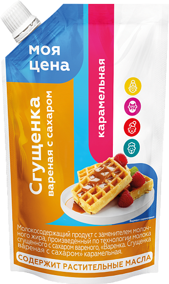 Варёнка. Сгущенка вар. с сах. Карамельная 4,0%, 270 г дойпак+, Моя Цена