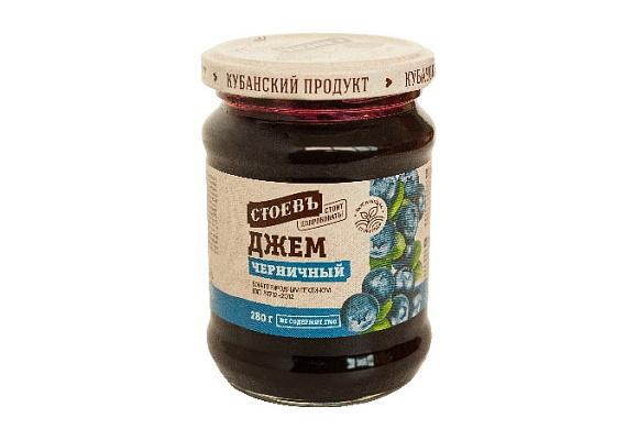 Джем Черничный, 280г, ст. банка (евро), Стоевъ (12шт)