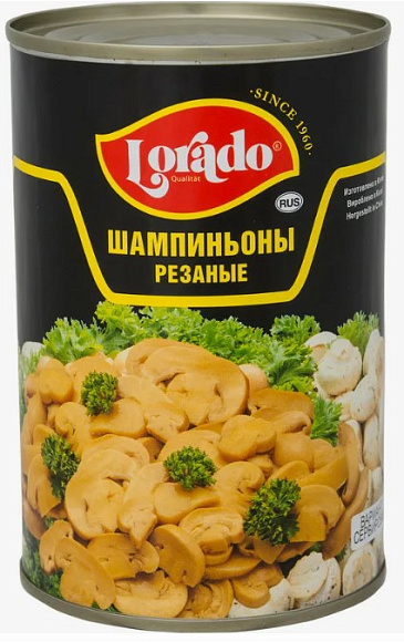 Шампиньоны резаные, 425мл, ж/б, LORADO (12шт)