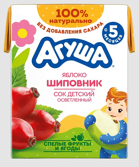 Сок Яблоко-Шиповник, 200мл, тетра бейз, Агуша (18шт)