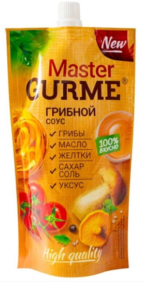 Соус на основе раст. масел Грибной 35%, 200мл, дойпак+, MASTER GURME (12шт)