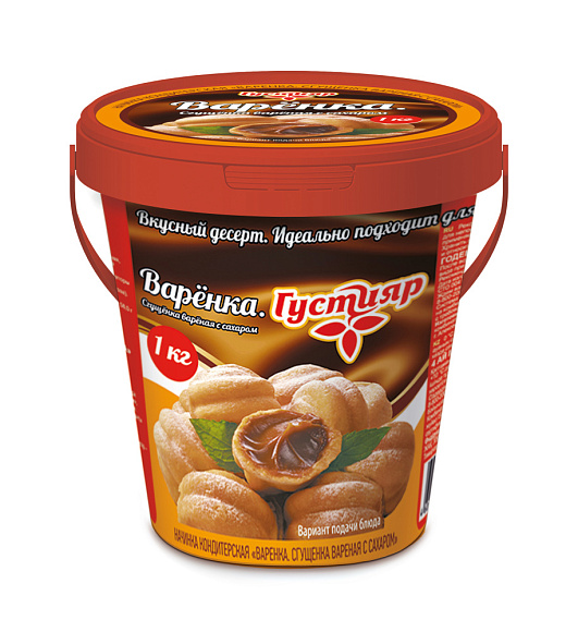 Варёнка. Сгущенка вар. с сах. Начинка конд. 8,5%, 1 кг ведро ПЭТ, Густияр