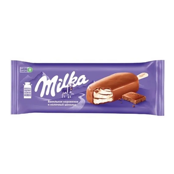 Мороженое Сливочное с шоколадным соусом, эскимо, 62г флоупак, MILKA (27шт)