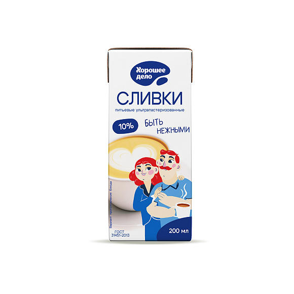 Сливки питьев. 10%, 200мл, MID, Хорошее Дело (28шт)