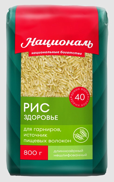 Рис Здоровье, 800г, пакет, Националь (12шт)