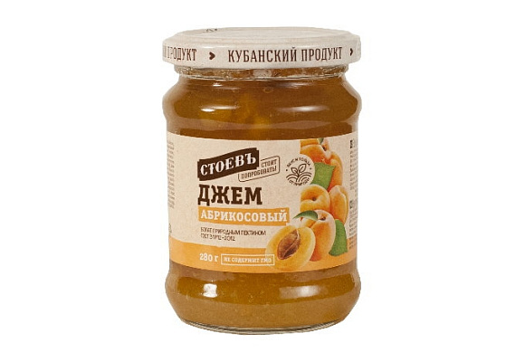 Джем Абрикосовый, 280г, ст. банка (евро), Стоевъ (12шт)