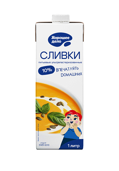 Сливки питьев. 10%, 1л, square, BARISTA LINE (12шт)