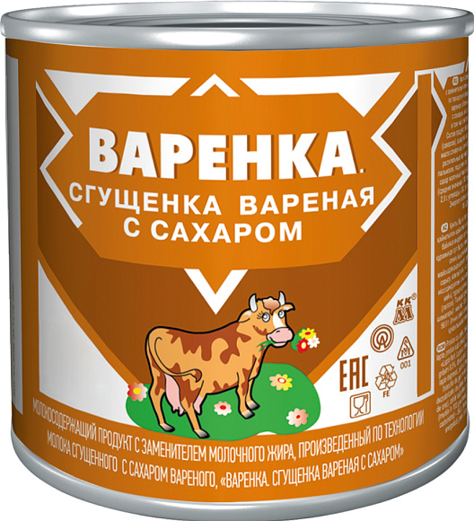 Варёнка. Сгущенка вар. с сах. 4,0%, 370 г 7А, Коровка