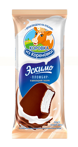 Мороженое пломбир ванильн. В ШОК. ГЛАЗ. 15,0%, эскимо, 70 г флоупак, КизК