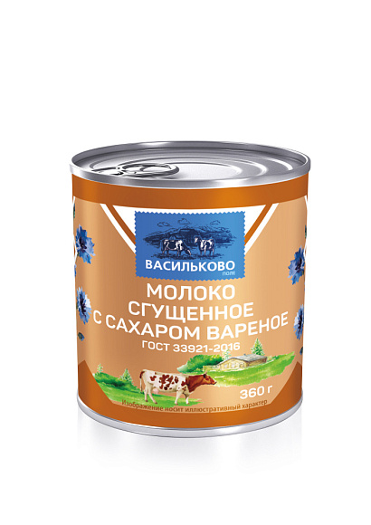Молоко сгущ. с сах. ВАРЕНОЕ 8,5%, 360 г 7Е, Васильково Поле