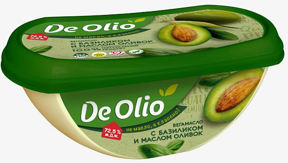 Вега-масло с Базиликом и Оливковым маслом 72,5%, 220г, ванночка, DE OLIO (12шт)
