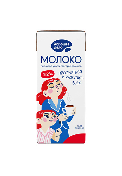 Молоко питьев. ультрапаст. 3,2%, 950мл, MID, Хорошее Дело (12шт)