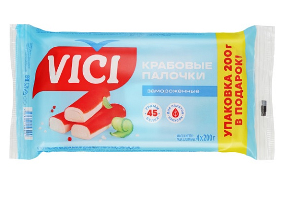 Крабовые палочки 3+1, 800г, вакуум, VICI (7шт)