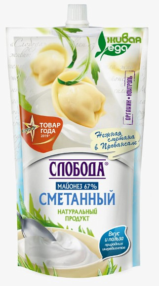 Майонез Провансаль Сметанный, 67%, 400мл, Дой-пак, Слобода (24шт)