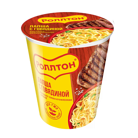 Лапша с Говядиной, 70г, стакан, Роллтон (24шт)