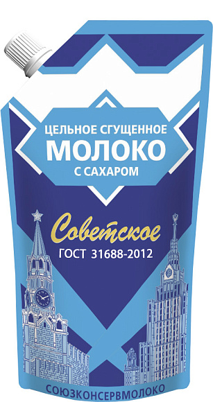 Молоко цельн. сгущ. с сах. 8,5%, 270 г дойпак+, Советское экстра