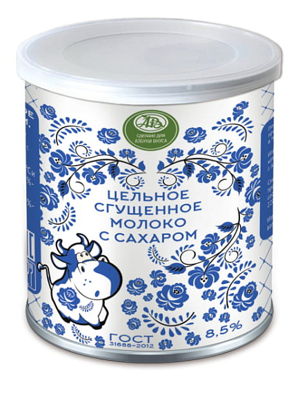 Молоко цельн. сгущ. с сах. 8,5%, 360 г 7Е+, АВ