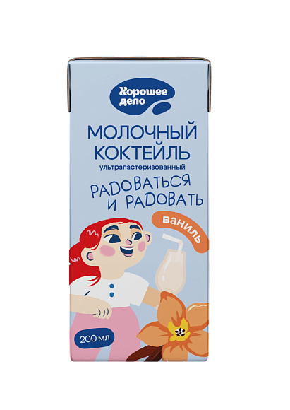Коктейль молочн. ультрапаст. со вкус. Ваниль 2%, 200мл, MID, Хорошее Дело (28шт)