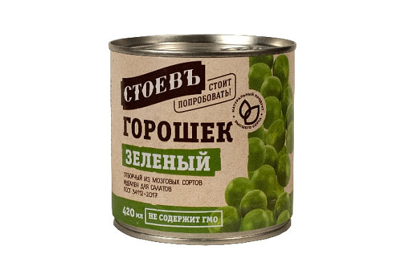 Горошек зеленый консерв. ГОСТ, 400г, жест. банка с ключом, Стоевъ (12шт)