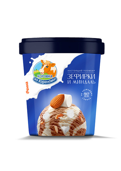 Мороженое пломбир ванильн. С ЗЕФИРОМ и шоколадн. С МИНД. 15,0%, 300 г вед. бум., КизК