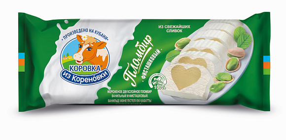 Мороженое пломбир двухсл. ванильн. и фисташк. 15,0%, 400 г флоупак, КизК