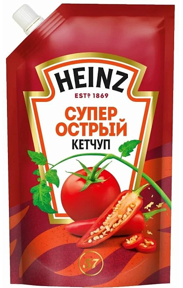 Кетчуп Супер Острый, 320г, дойпак, HEINZ (16шт)