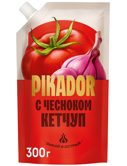 Кетчуп Чесночный, 300г, дойпак, PIKADOR (16шт)