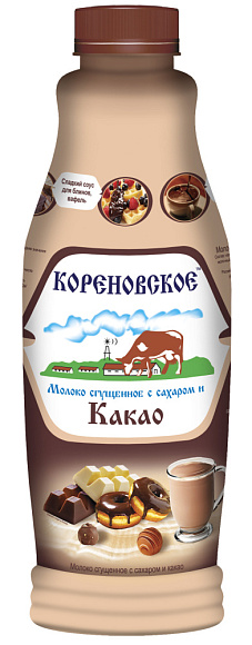 Сгущенка с какао 1,0%, 1,25 кг бут. ПЭТ, Кореновск.