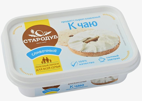 Продукт плавл. с сыром К чаю сливочный 50%, 180г, контейнер, Стародуб (24шт)