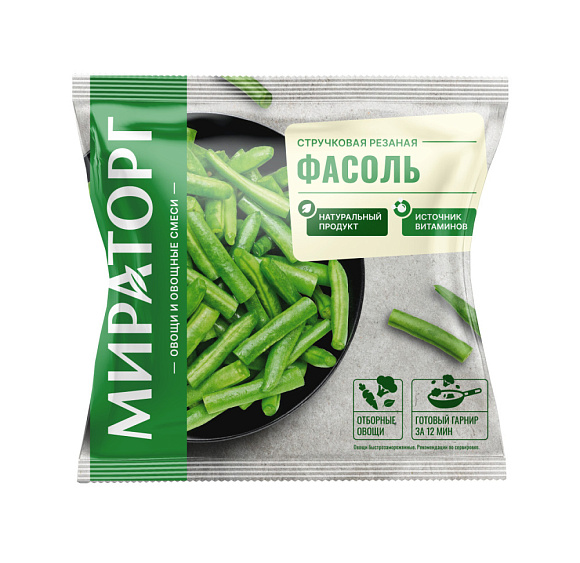 Фасоль Стручковая резаная, 400г, пакет, Мираторг (10шт)