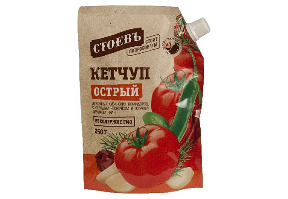 Кетчуп Острый, 250г, дой-пак, Стоевъ (18шт)