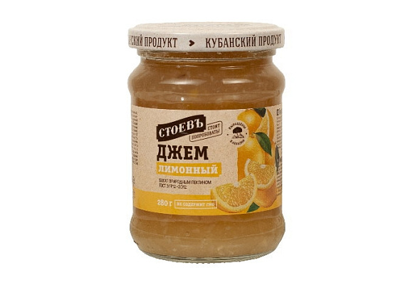 Джем Лимонный, 280г, ст. банка (евро), Стоевъ (12шт)