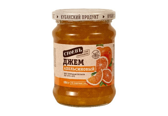 Джем Апельсиновый, 280г, ст. банка (евро), Стоевъ (12шт)