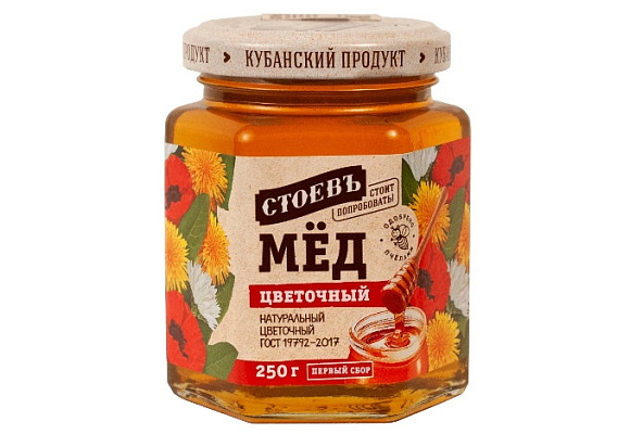 Мед Цветочный, 150г, пл. банка (мишка), Стоевъ (36шт)