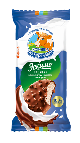 Мороженое пломбир ванильн. В МОЛ. ШОК. С ФУНД. 15,0%, эскимо, 70 г флоупак, "Бельг. шок.", КизК