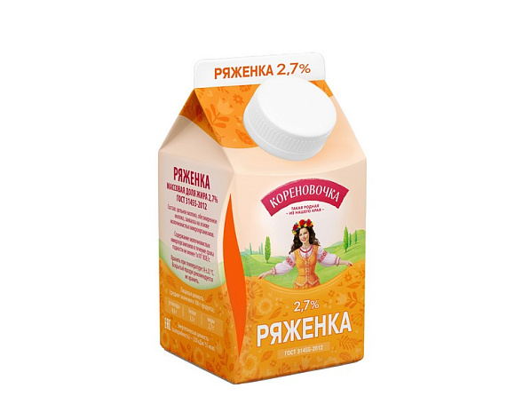 Ряженка 2,7%, 450 г пюрпак+, Кореновочка