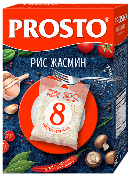 Рис Жасмин, 500г, коробка, PROSTO (12шт)