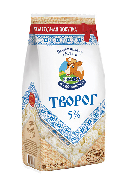 Творог 5,0%, 650 г пакет ПЭТ, КизК